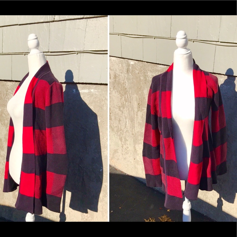 ModCloth Plaid Open Front Cardigan